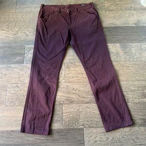 Bonobos slim travel jeans in plum/wine tasting color